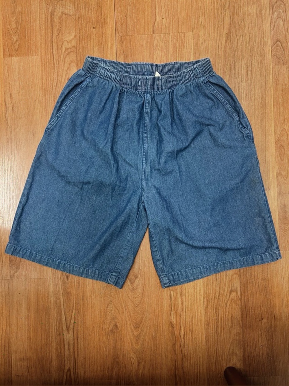 Vintage Only Necessities Elastic Waistband Lightweight Denim Shorts Size 14W